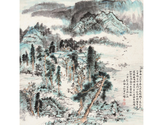 吴静山  山水  镜心